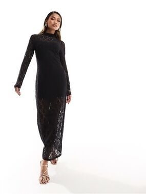 Abercrombie & Fitch Lace Maci Dress in Black NWT